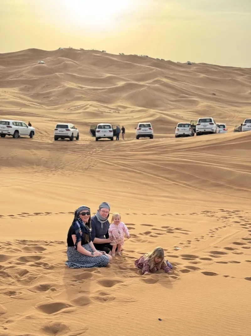 Gemma with her family on a desert trip