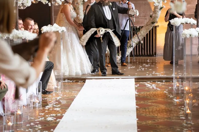 Confetti on the steps after the ceremony